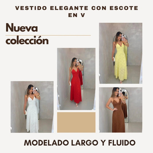VESTIDO ELEGANTE CON ESCOTE EN V | ORIGINAL