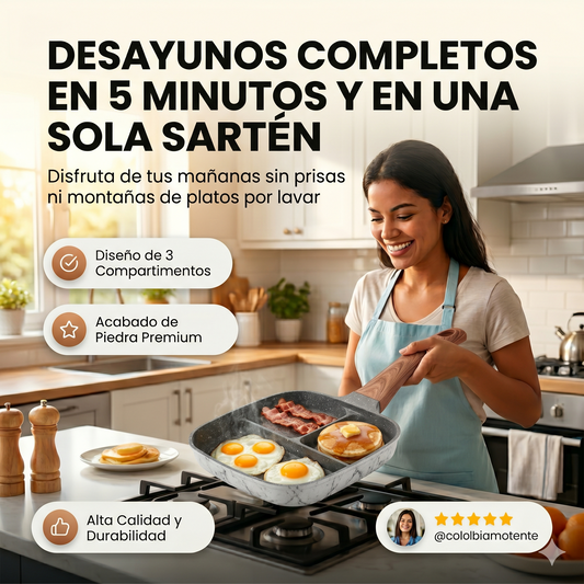 Sartén Multiusos de 3 Compartimentos 🍽️