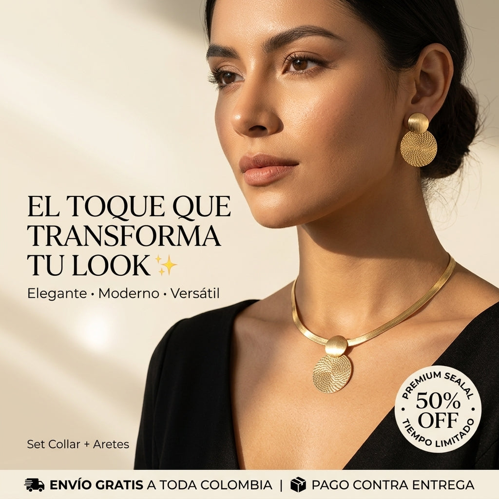 ✨Set Aura Dorada – Collar + Aretes ORO LAMINADO Elegantes que Realzan tu Look 💛