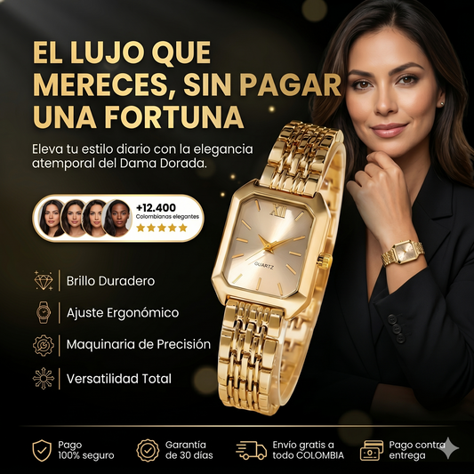 Dama Dorada - Reloj Elegante de Cuarzo Dorado⌚
