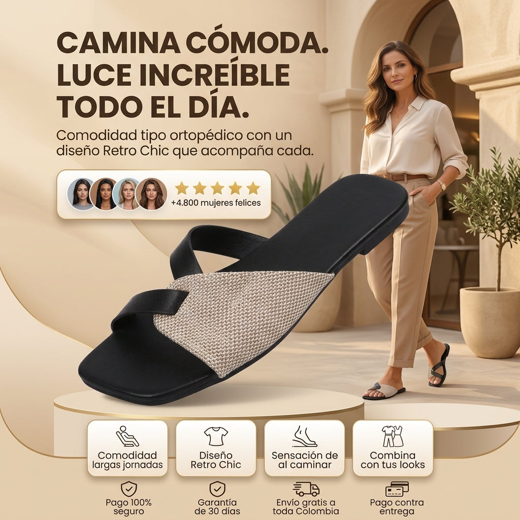 Sandalia Glamure Confort Retro Chic