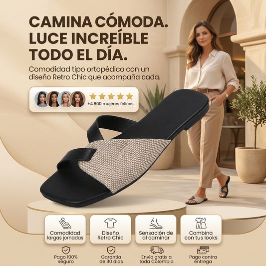 Sandalia Glamure Confort Retro Chic